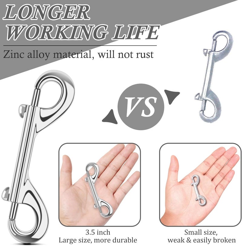 ERKOON 3.5 inch Double Ended snap Hooks,110lbs Metal Clips Load Capacity Zinc Alloy Double Sided Clips Heavy Duty Trigger Snap for Dogs Leashes/Water Bucket/Horse Feed/Hammocks Bolt snap - Image 4
